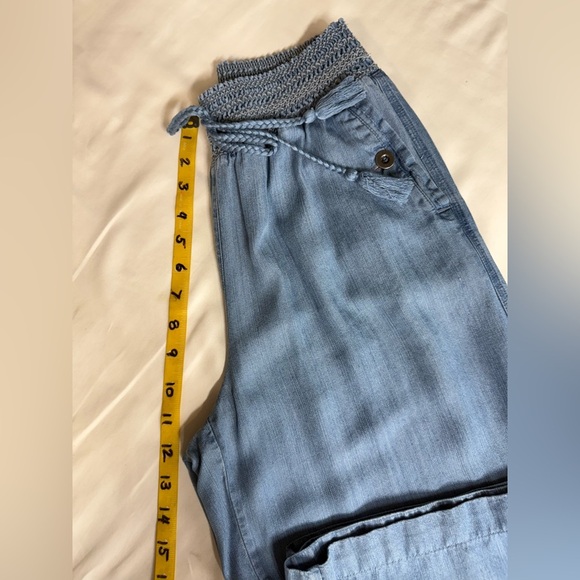 JOHN MARK Light Blue chambray smocked waist wide leg pants size S - Picture 10 of 11